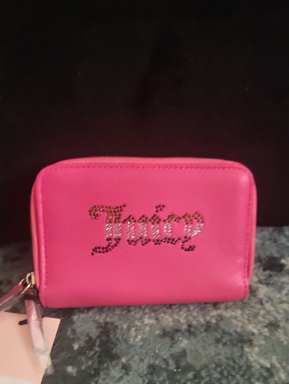 Juicy Couture Hot Pink 2 Compartmemt Wallet with Crystal Logo